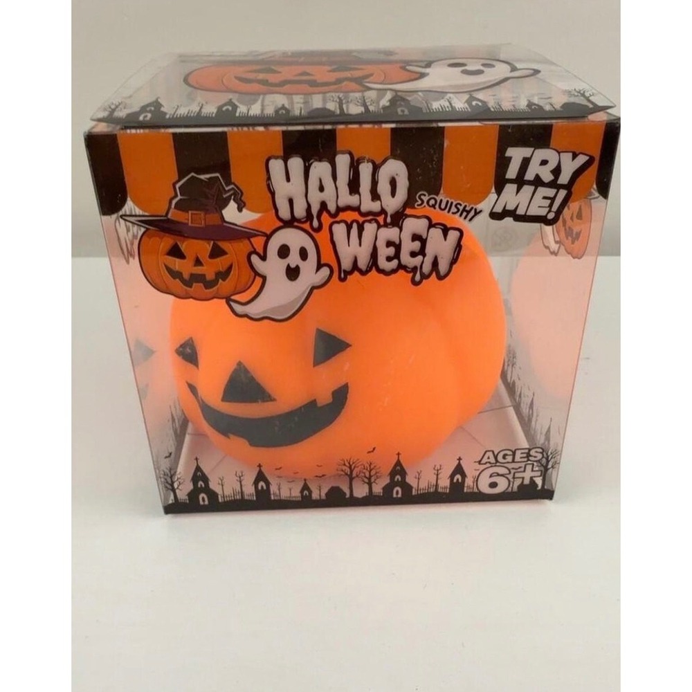 Jumbo Halloween Squishy Jack O Lantern Pumpkin Orange Fidget Toy NIB